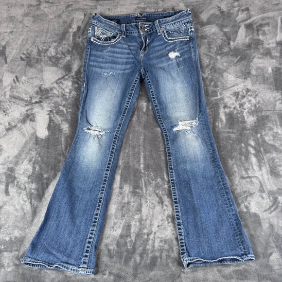 VIGOSS The Dublin Boot Cut Jeans Blue Denim 11/12 inseam of 30 Low Rise - Picture 1 of 11